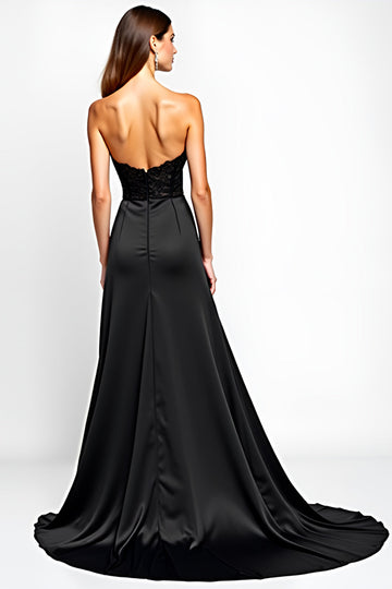 Mermaid Black Sweetheart Long Formal Dress with Slit
